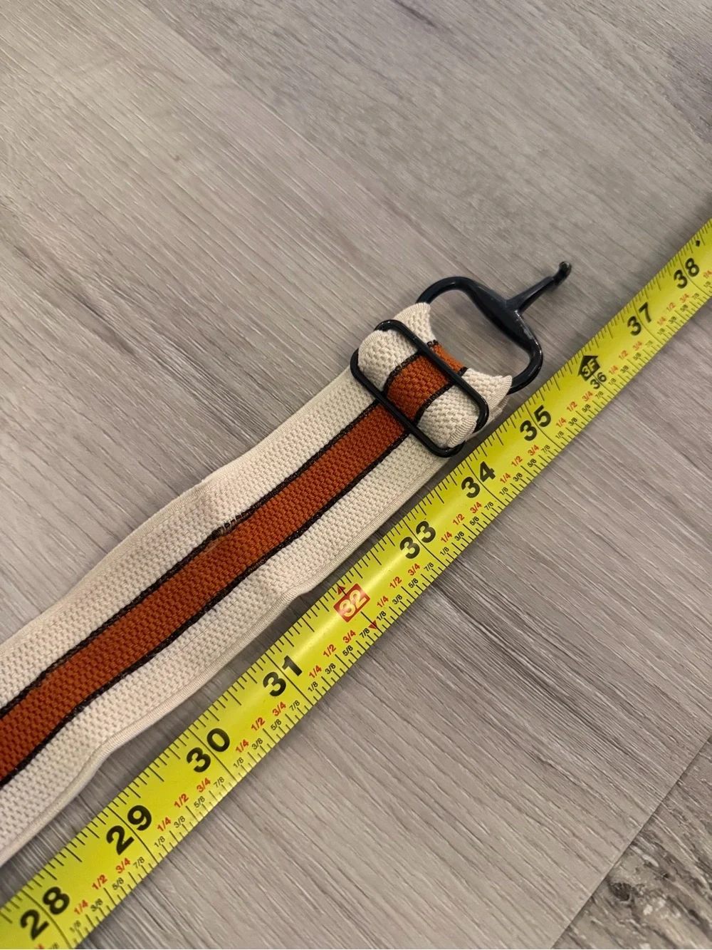 Ellany Equestrian Bit Stretch Belt - Cream, Rust & Black